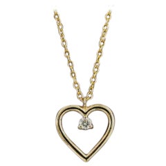 Collana con diamanti e oro massiccio 14k a forma di piccolo cuore