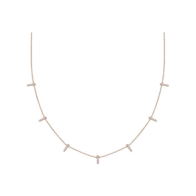 Genuine Diamond Multi Bar Necklace 14k Solid Gold
