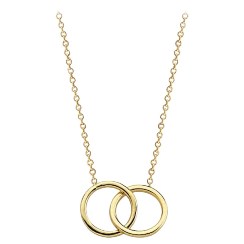 Bagues en or massif 14K avec cercles imbriqués Colliers Eternité Double Cercle