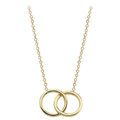 14K Solid Gold Interlocking Circles Rings Necklaces Eternity Double Circle