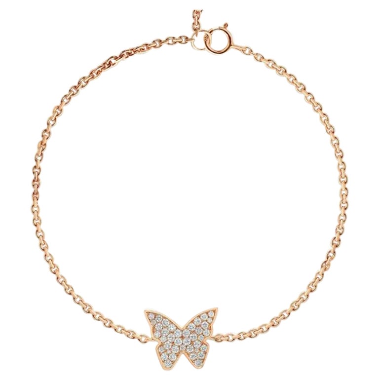 Butterfly Bracelet 14k Solid Gold Genuine Diamond