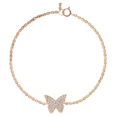 Butterfly Bracelet 14k Solid Gold Genuine Diamond
