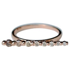 Champagne Diamond Gradient Bar 14k Gold Horizontal Ring