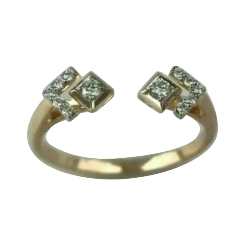 Open Cuff Diamond 14k Yellow Gold Round Engagement Ring