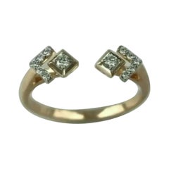 Open Cuff Diamond 14k Yellow Gold Round Engagement Ring