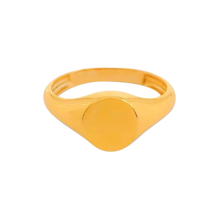 14K Solid Gold Signet Ring Men