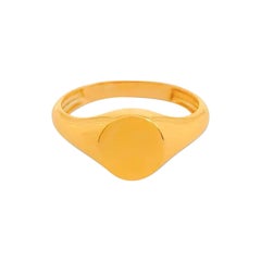14K Solid Gold Signet Ring Men