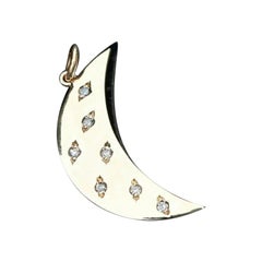 Diamond Crescent Moon Pendant in 14k Yellow Gold