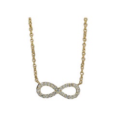 Collier pendentif Symbole de l'infini en or massif 14 carats avec diamants