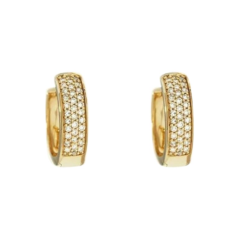 Pave Diamond Earrings Mini Huggie Hoops in 14k Solid Gold