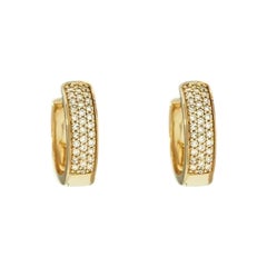 Pave Diamond Earrings Mini Huggie Hoops in 14k Solid Gold