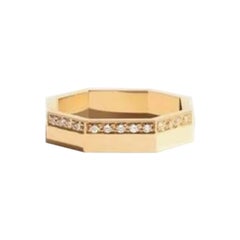 Octagon Diamond Gold Ring 14k Solid Minimalist Geometric Design