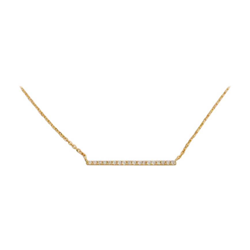 14K Yellow Gold Diamond Line Bar Wedding Necklace