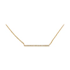 14K Yellow Gold Diamond Line Bar Wedding Necklace