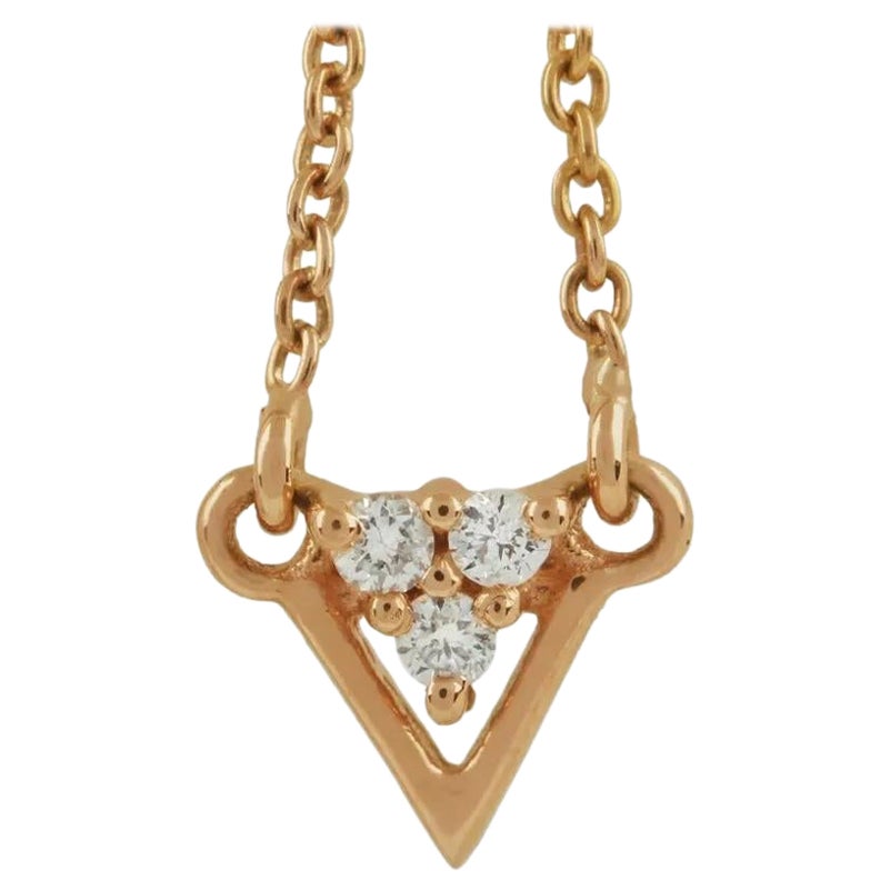 Natural Three Diamond Triangle Charm Pendant 14k Solid Gold Minimalist