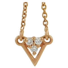 Natural Three Diamond Triangle Charm Pendant 14k Solid Gold Minimalist