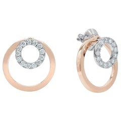 Pendiente Chaqueta Círculo Abierto Diamante Oro macizo 14k