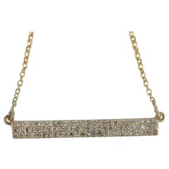 Natural Diamond Bar Pendant 14K Solid Gold