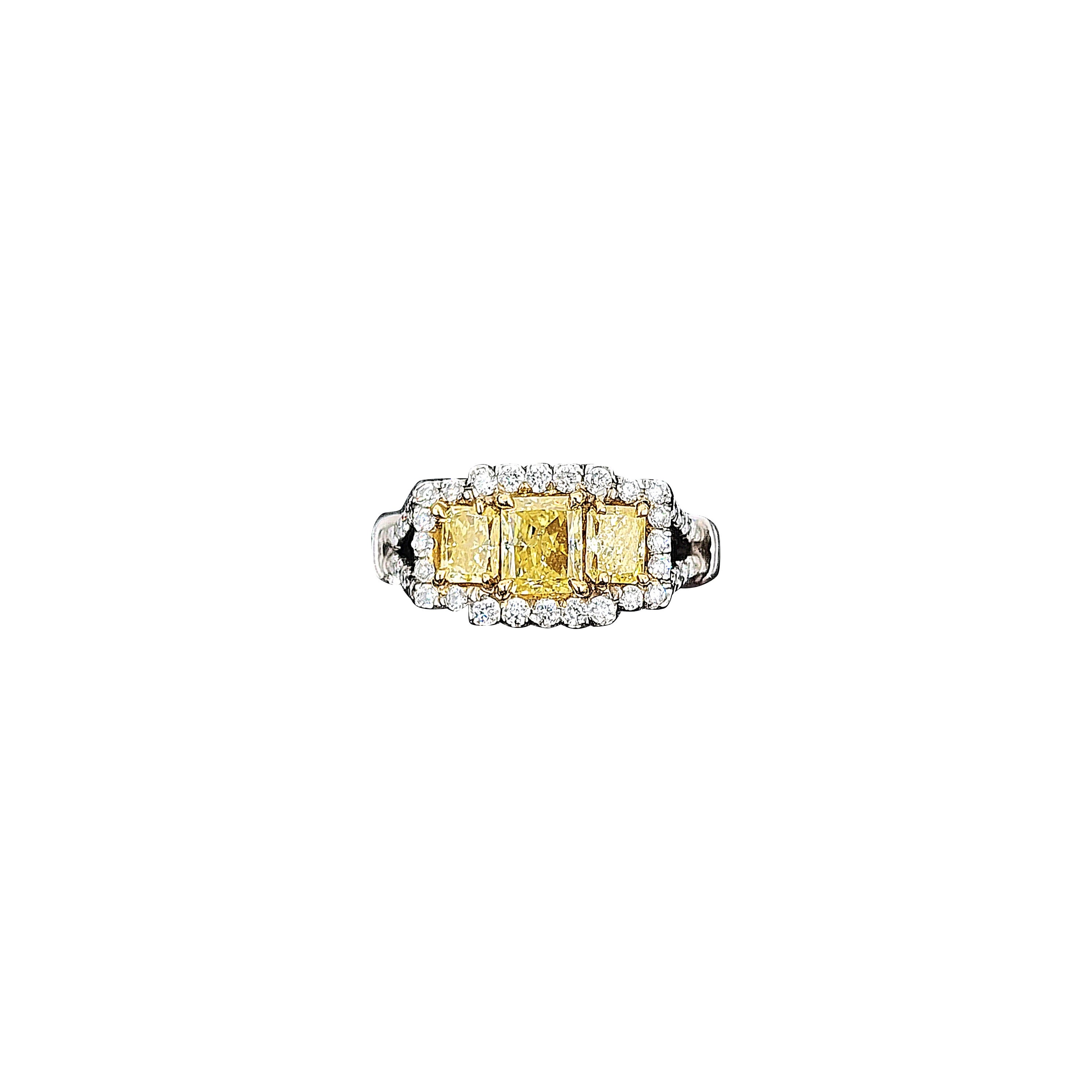 2.21 ct Natural Yellow & Diamond Ring