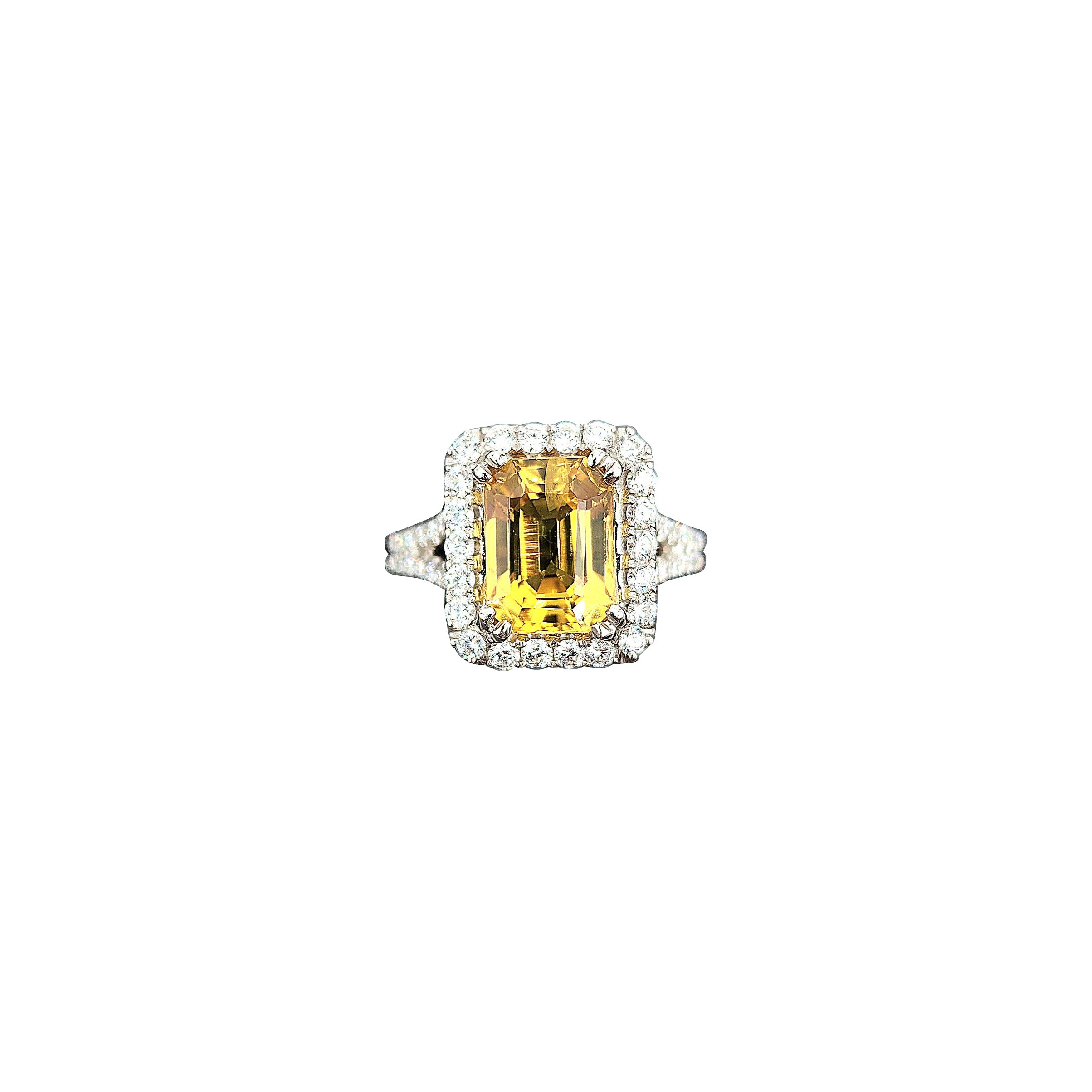 4.98 ct Natural Yellow Sapphire & Diamond Ring