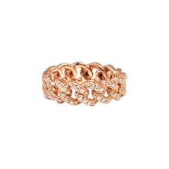 Anillo de diamantes con cadena de eslabones de oro rosa de 1,24 ct