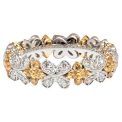 1.34 ct Yellow & White Flower Shape Diamond Eternity Band