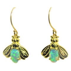 Firefly Australian Opal Dangle Earrings in 18K Gold