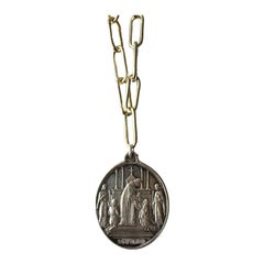 Souvenir Medal Communion Religious Cross Necklace Chain Silver Gold Plated