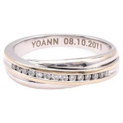 Modern Diamond 18K White Gold Two Tone Half Eternity Band