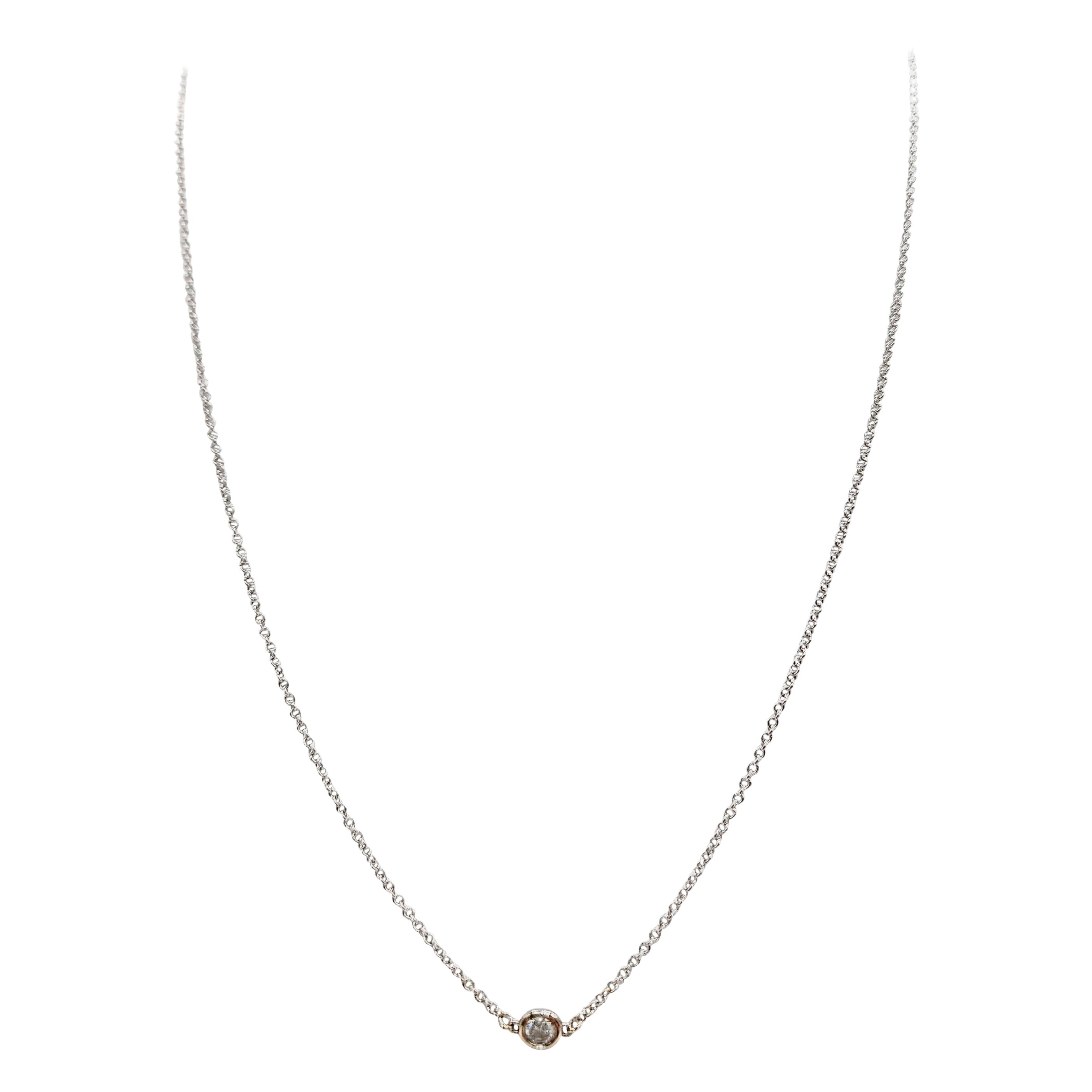 0,13 Karat natürlicher Diamant by the Yard Halskette 14 Karat Weißgold 18''