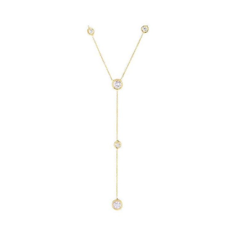 Roberto Coin Yellow Gold Five Station Diamond ‘Y’ Necklace 5300014AYCHX0