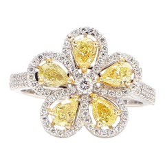 Natürlicher gelber birnenförmiger Diamant 1,41 Karat TW Gold Cocktail-Ring