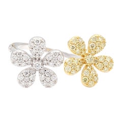 Natural Yellow Round Diamond 0.83 Carat TW Gold Band