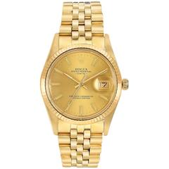 Rolex Yellow Gold Oyster Perpetual Date Automatic Wristwatch