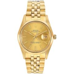 Rolex Yellow Gold Oyster Perpetual Date Automatic Wristwatch 