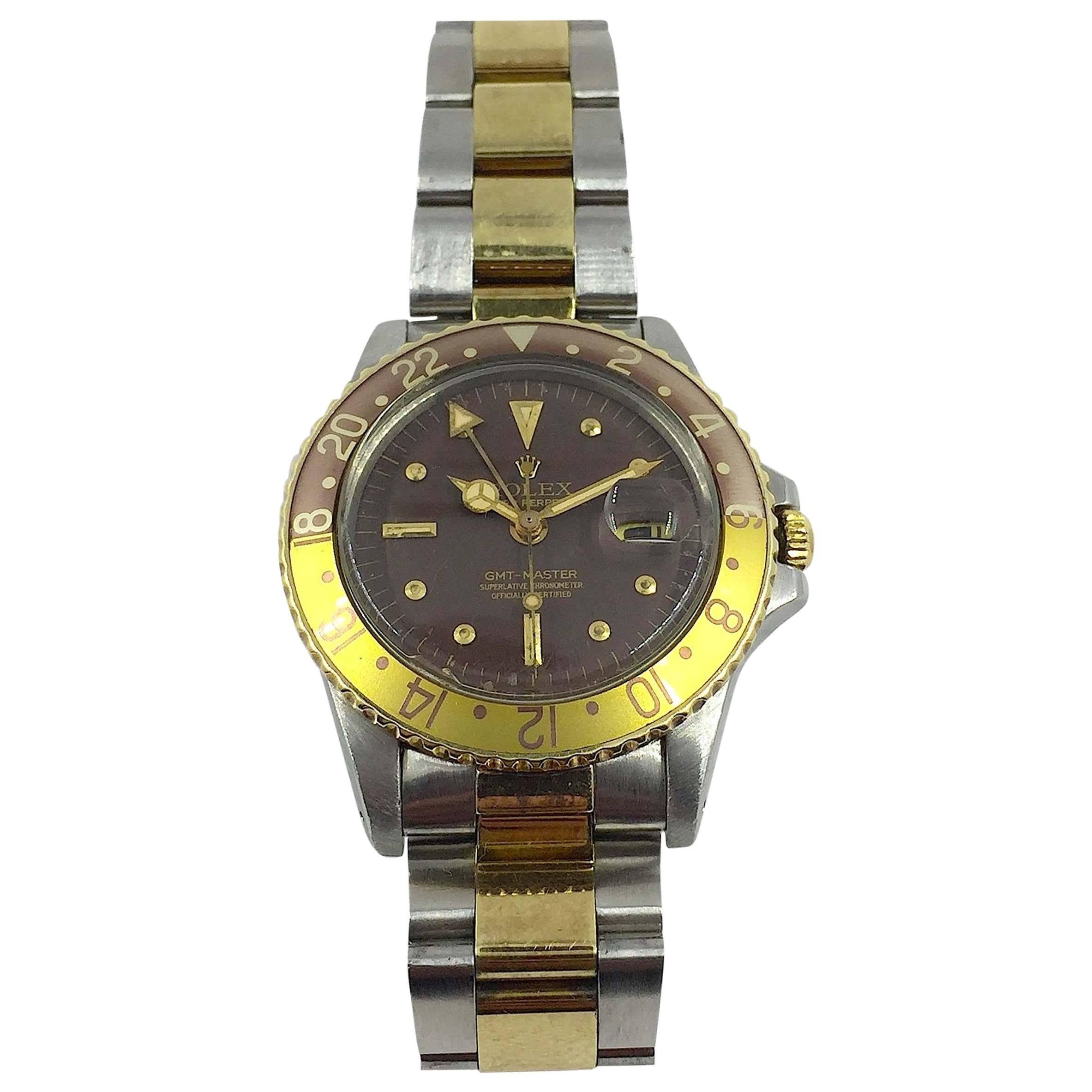Rolex Yellow Gold Stainless Steel Oyster Perpetual GMT Master Wristwatch