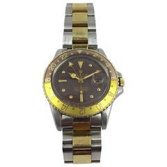 Vintage Rolex Yellow Gold Stainless Steel Oyster Perpetual GMT Master Wristwatch