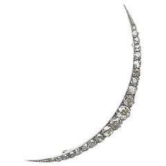 Antique Diamond Crescent Brooch 7