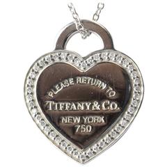 Tiffany & Co. Diamond Gold Please Return to Tiffany Heart Tag Necklace