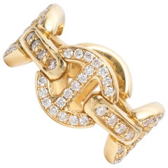 Hoorsenbuhs Classic Tri-Link Diamond Gold Band Ring
