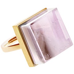 Eighteen Karat Rose Gold Engagement Ring with Rose Quartz