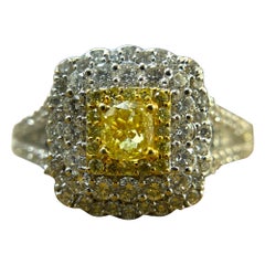 Triple Halo Radiante: Anillo/Colgante de Diamantes Naturales de Oro Blanco de 18 K