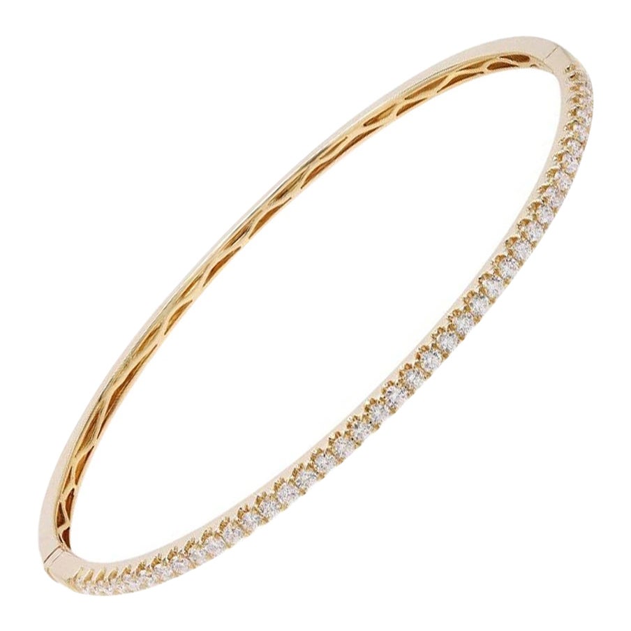 1.00 Carat Diamond Bangle Bracelet 18K Yellow Gold