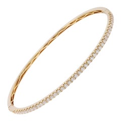 1.00 Carat Diamond Bangle Bracelet 18K Yellow Gold