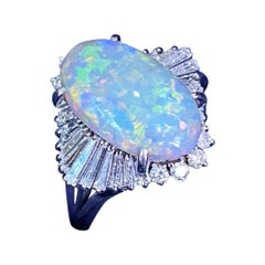 3.53 carat Black Opal & Diamond Ballerina Cocktail Ring in Platinum