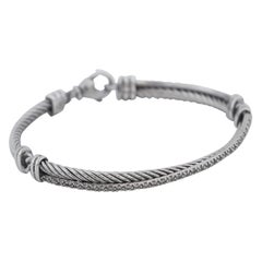 DAVID YURMAN 925 Silver Diamond Crossover Link Bracelet
