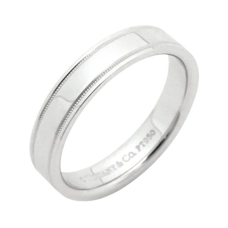 TIFFANY & Co. Together Platinum 4mm Double Milgrain Wedding Band Ring 6.5