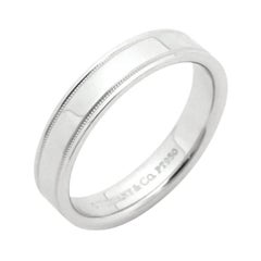 TIFFANY & Co. Together Platinum 4mm Double Milgrain Wedding Band Ring 6.5