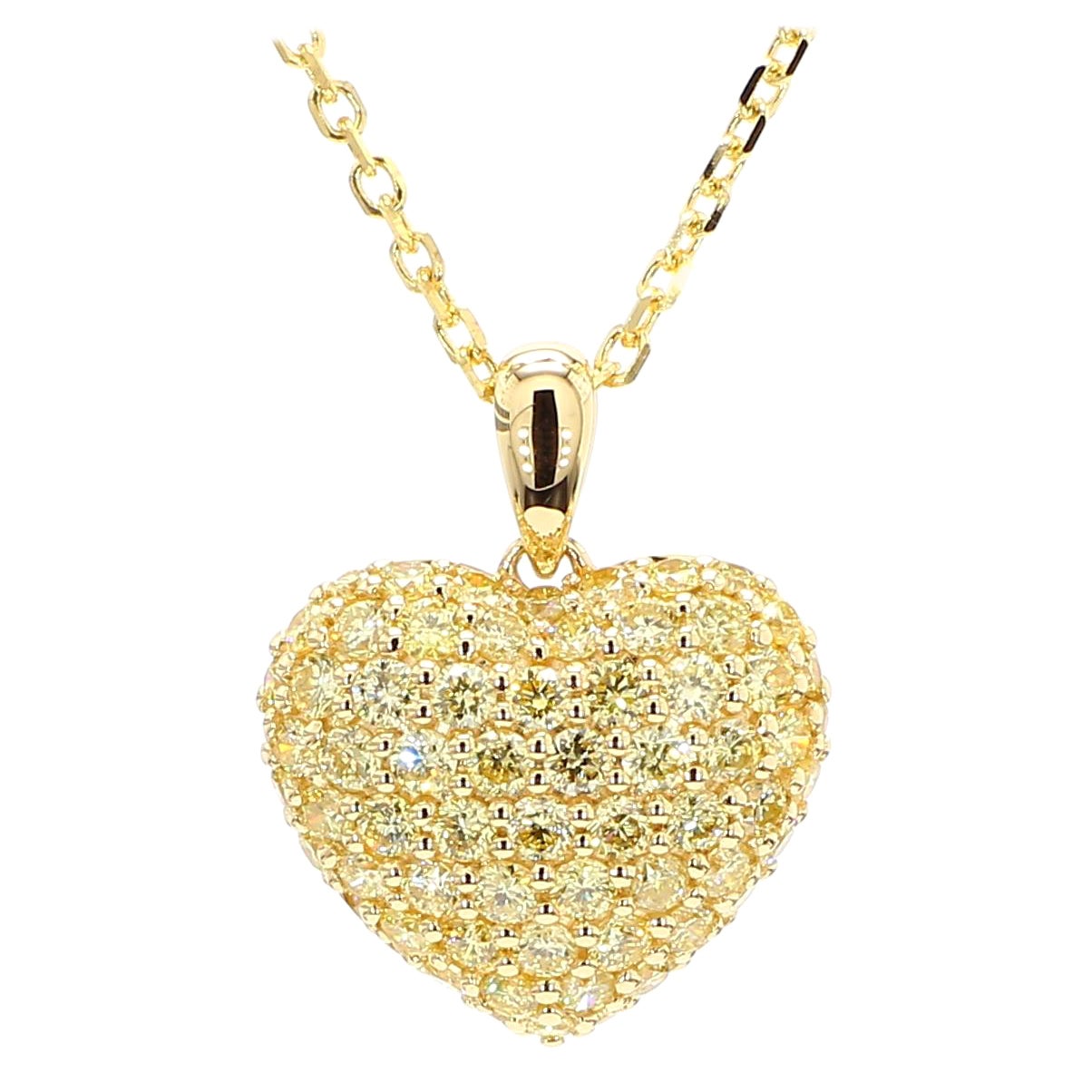 Pendentif en or jaune naturel avec diamant rond de 1,13 carat poids total