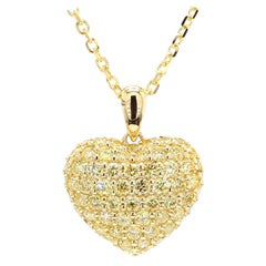 Colgante de gota de oro con diamante redondo amarillo natural de 1,13 quilates TW